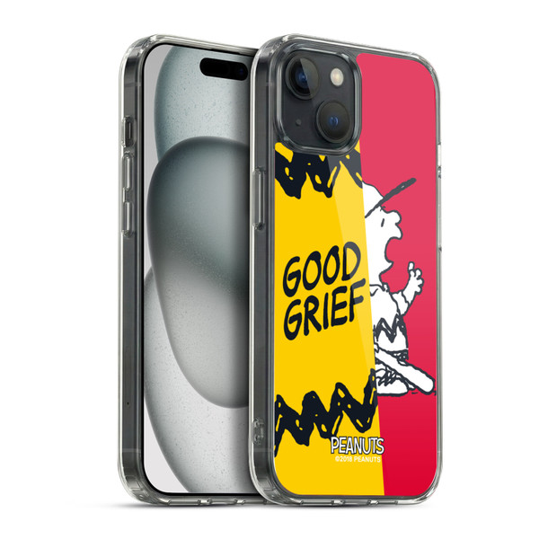 Peanuts Halfs And Laughs Charlie Good Grief Soft Gel Case for Apple iPhone 15 Plus & MagSafe