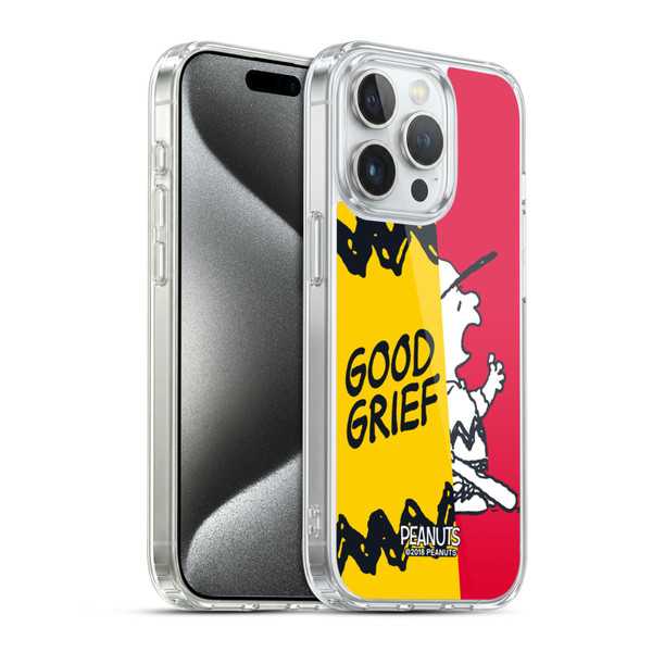 Peanuts Halfs And Laughs Charlie Good Grief Soft Gel Case for Apple iPhone 15 Pro & MagSafe