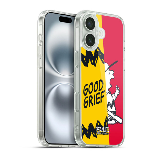 Peanuts Halfs And Laughs Charlie Good Grief Soft Gel Case for Apple iPhone 16 Plus & MagSafe