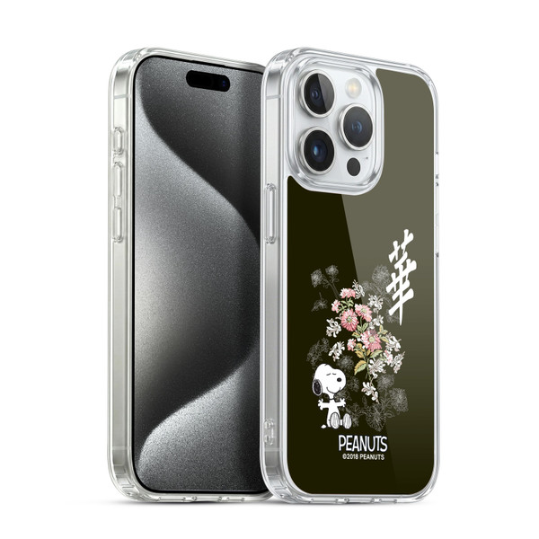 Peanuts Oriental Snoopy Floral Soft Gel Case for Apple iPhone 15 Pro & MagSafe