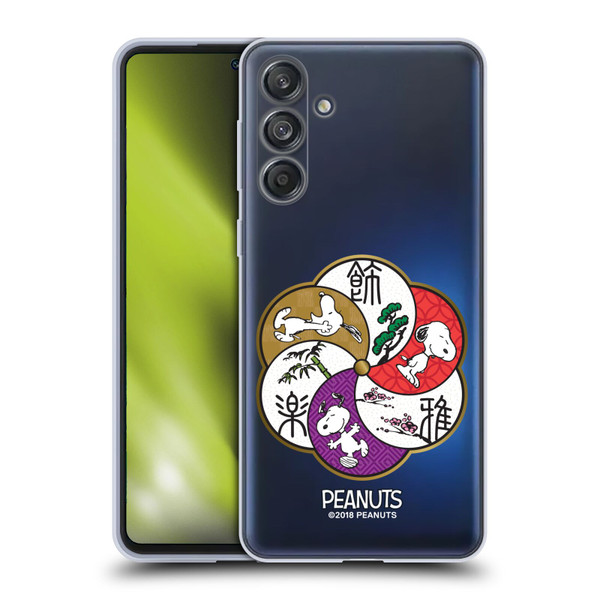 Peanuts Oriental Snoopy Badges Soft Gel Case for Samsung Galaxy M55 5G