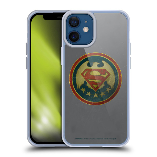Superman DC Comics Logos Distressed Look Badge Soft Gel Case for Apple iPhone 12 Mini & MagSafe