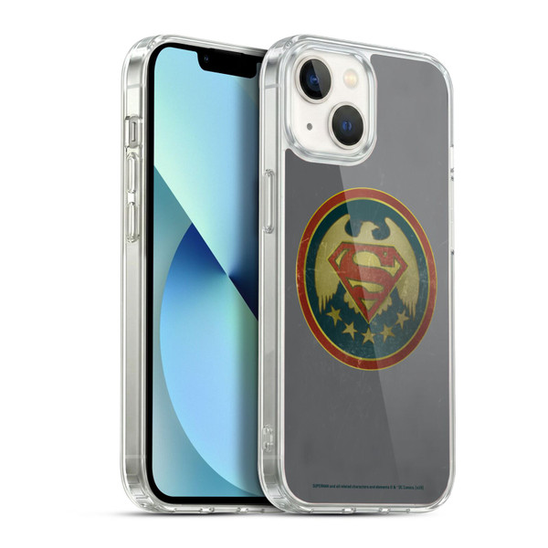 Superman DC Comics Logos Distressed Look Badge Soft Gel Case for Apple iPhone 13