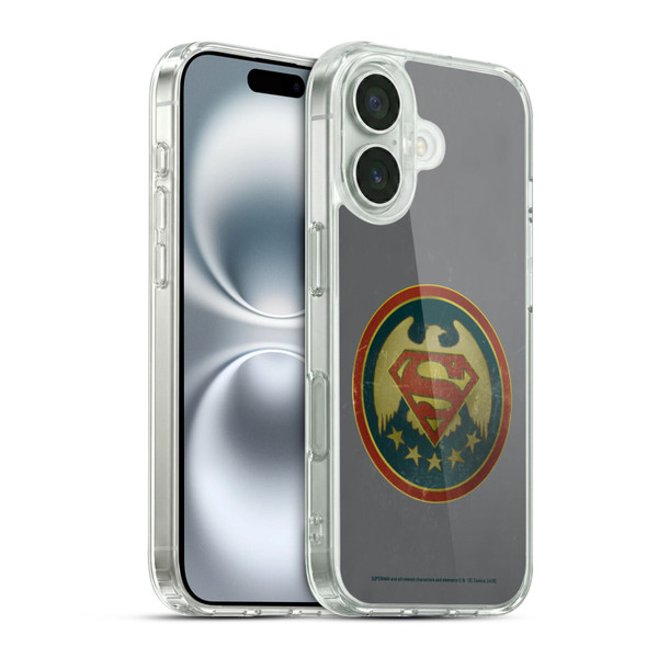 Superman DC Comics Logos Distressed Look Badge Soft Gel Case for Apple iPhone 16 & MagSafe