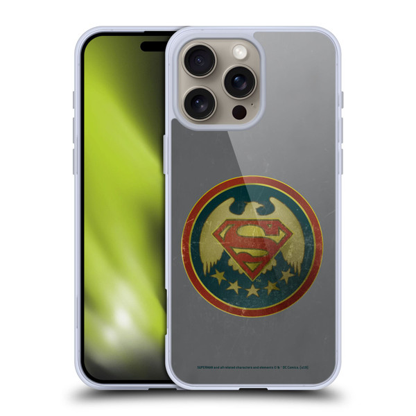 Superman DC Comics Logos Distressed Look Badge Soft Gel Case for Apple iPhone 16 Pro Max & MagSafe