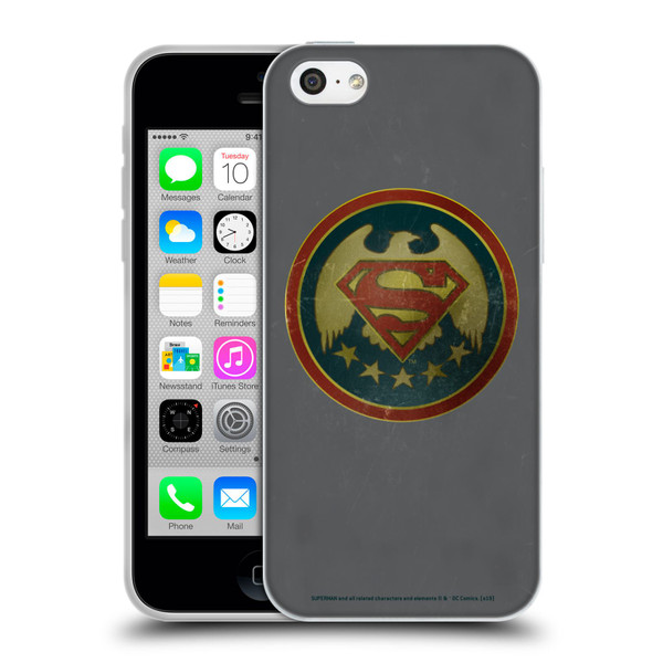 Superman DC Comics Logos Distressed Look Badge Soft Gel Case for Apple iPhone 5c