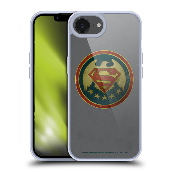 Superman DC Comics Logos Distressed Look Badge Soft Gel Case for Apple iPhone 16e & MagSafe