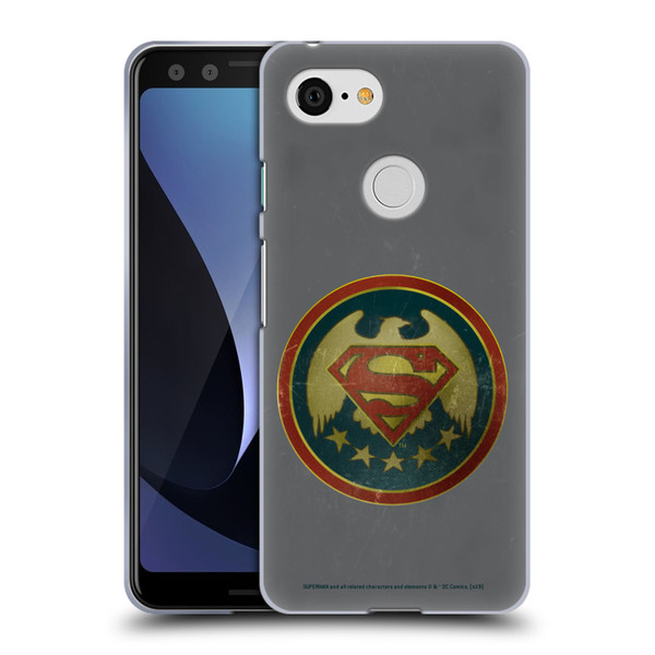 Superman DC Comics Logos Distressed Look Badge Soft Gel Case for Google Pixel 3