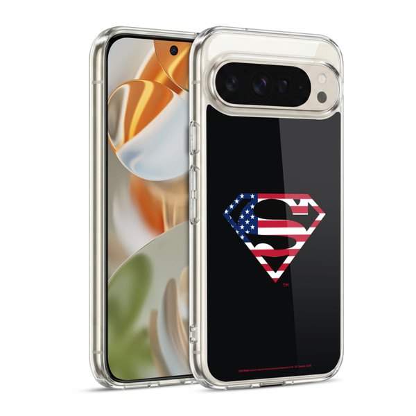 Superman DC Comics Logos U.S. Flag 2 Soft Gel Case for Google Pixel 9 / Pixel 9 Pro