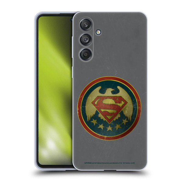 Superman DC Comics Logos Distressed Look Badge Soft Gel Case for Samsung Galaxy M55 5G