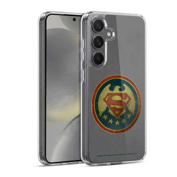 Superman DC Comics Logos Distressed Look Badge Soft Gel Case for Samsung Galaxy S24 5G & MagSafe