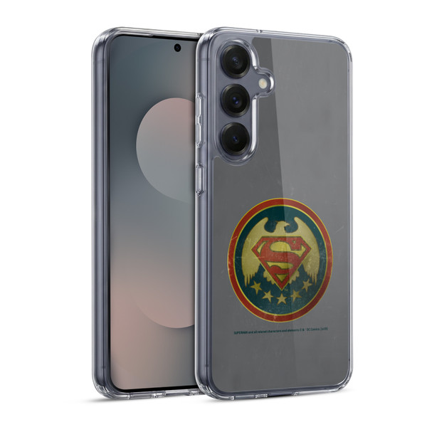 Superman DC Comics Logos Distressed Look Badge Soft Gel Case for Samsung Galaxy S25 & MagSafe
