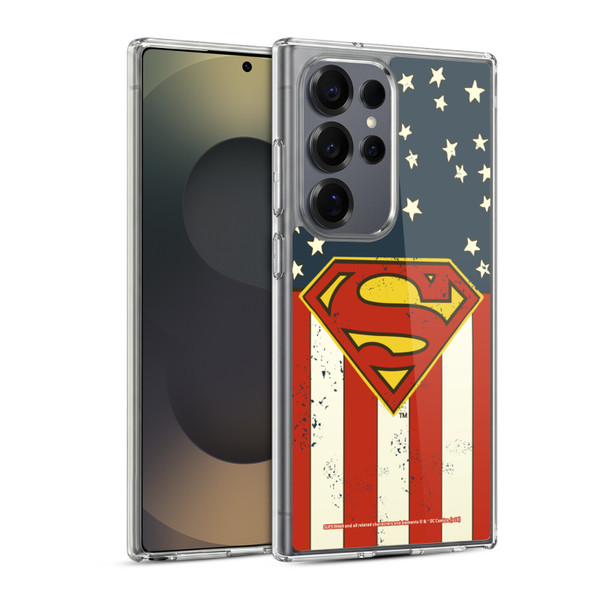 Superman DC Comics Logos U.S. Flag Soft Gel Case for Samsung Galaxy S25 Ultra & MagSafe