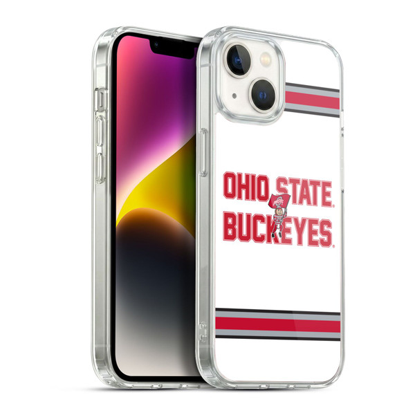 Ohio State University Logo White Stripes Soft Gel Case for Apple iPhone 14