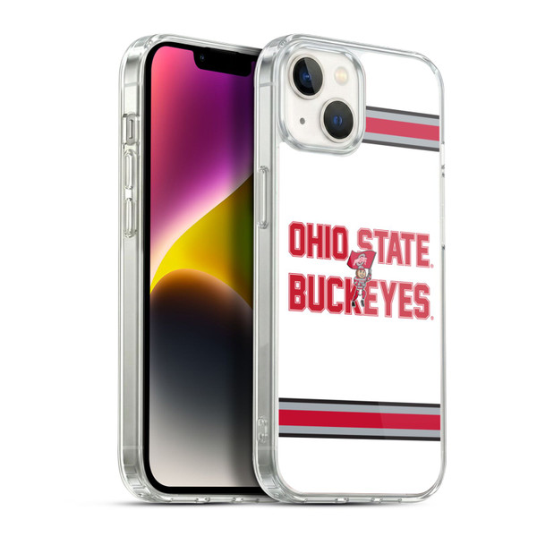 Ohio State University Logo White Stripes Soft Gel Case for Apple iPhone 14 Plus & MagSafe