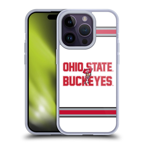 Ohio State University Logo White Stripes Soft Gel Case for Apple iPhone 14 Pro & MagSafe