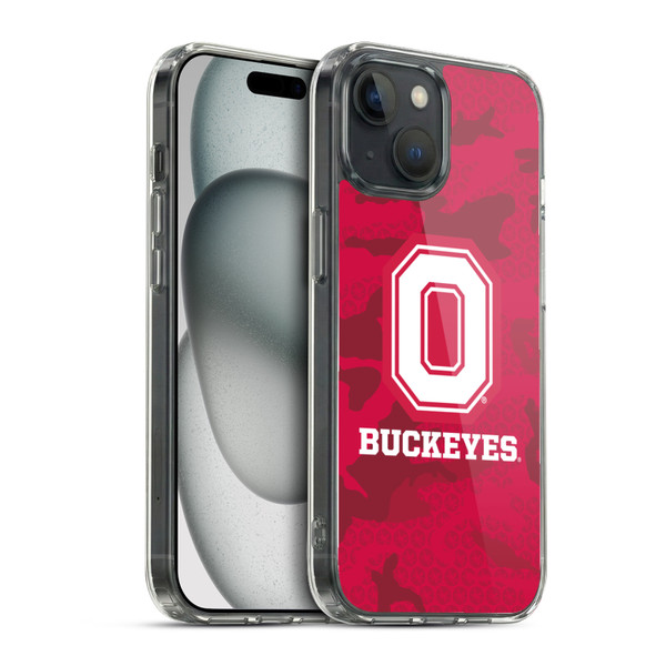 Ohio State University Logo Red Camou Soft Gel Case for Apple iPhone 15 & MagSafe