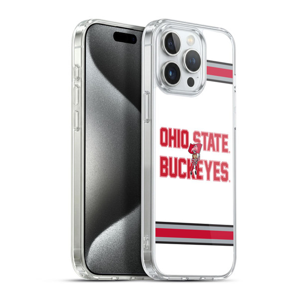 Ohio State University Logo White Stripes Soft Gel Case for Apple iPhone 15 Pro Max & MagSafe