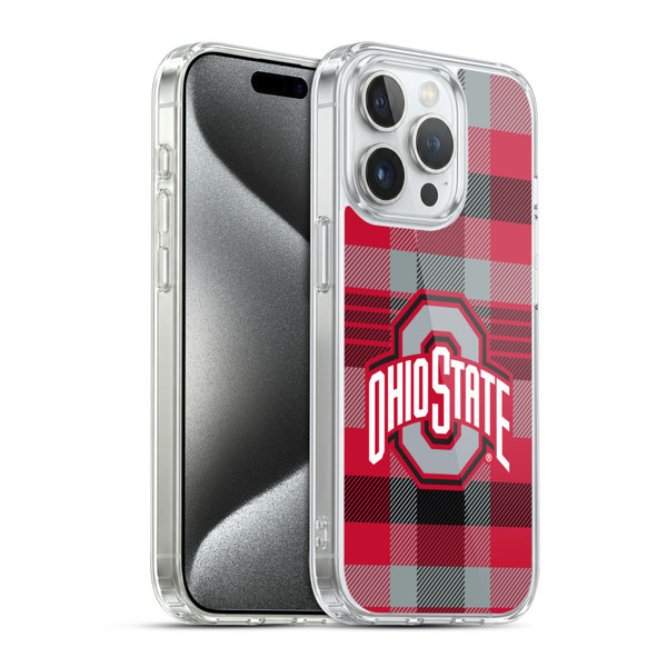 Ohio State University Logo Plaid Soft Gel Case for Apple iPhone 15 Pro & MagSafe