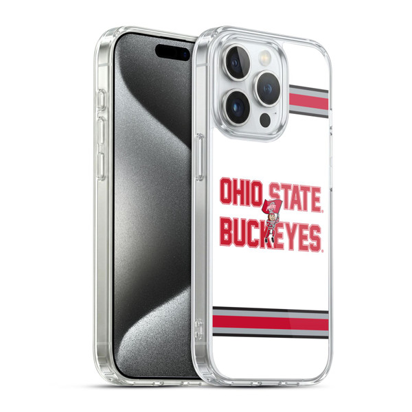 Ohio State University Logo White Stripes Soft Gel Case for Apple iPhone 15 Pro & MagSafe
