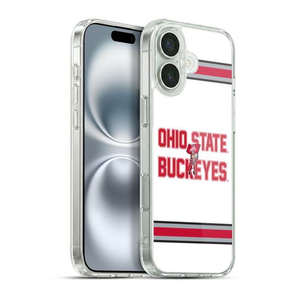 Ohio State University Logo White Stripes Soft Gel Case for Apple iPhone 16 Plus & MagSafe