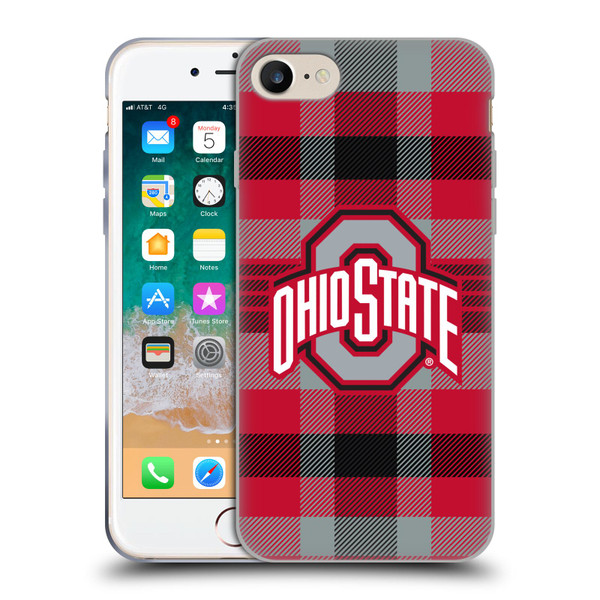 Ohio State University Logo Plaid Soft Gel Case for Apple iPhone 7 / 8 / SE 2020 & 2022 & MagSafe