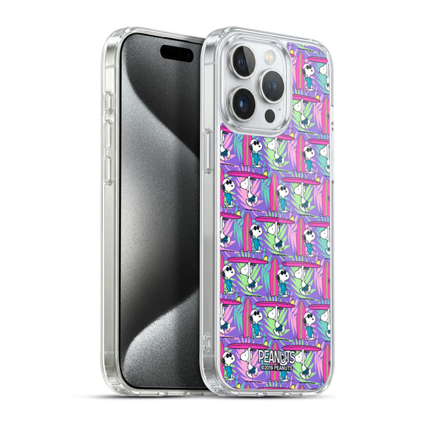 Peanuts Snoopy Aloha Disco Surf Pattern Soft Gel Case for Apple iPhone 15 Pro Max & MagSafe