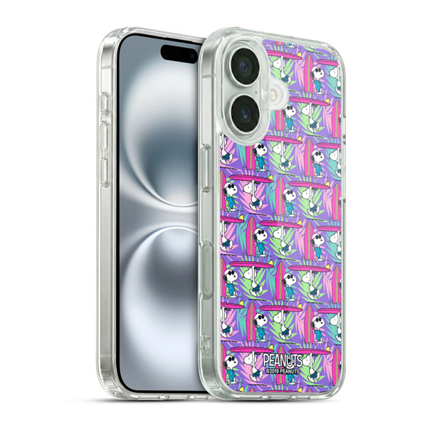 Peanuts Snoopy Aloha Disco Surf Pattern Soft Gel Case for Apple iPhone 16 & MagSafe
