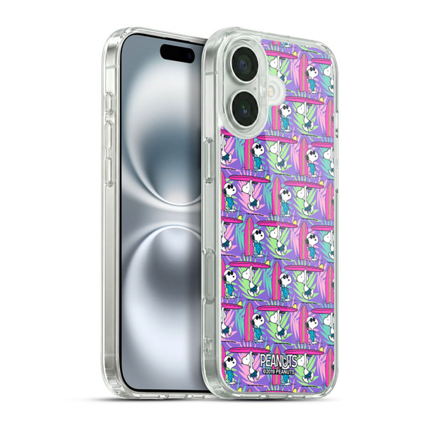 Peanuts Snoopy Aloha Disco Surf Pattern Soft Gel Case for Apple iPhone 16 Plus & MagSafe