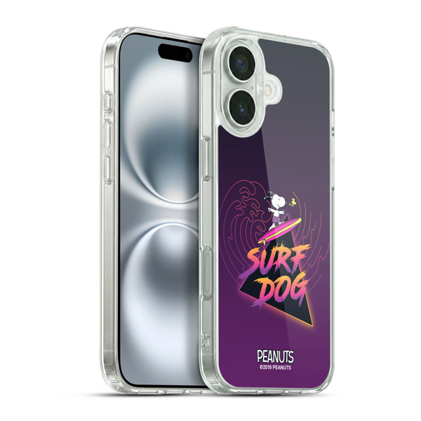 Peanuts Snoopy Aloha Disco Surf Dog Soft Gel Case for Apple iPhone 16 Plus & MagSafe