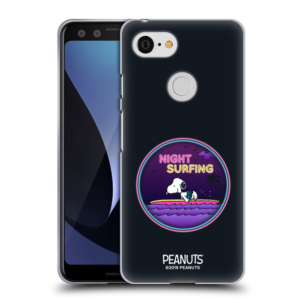 Peanuts Snoopy Aloha Disco Night Surfer Soft Gel Case for Google Pixel 3