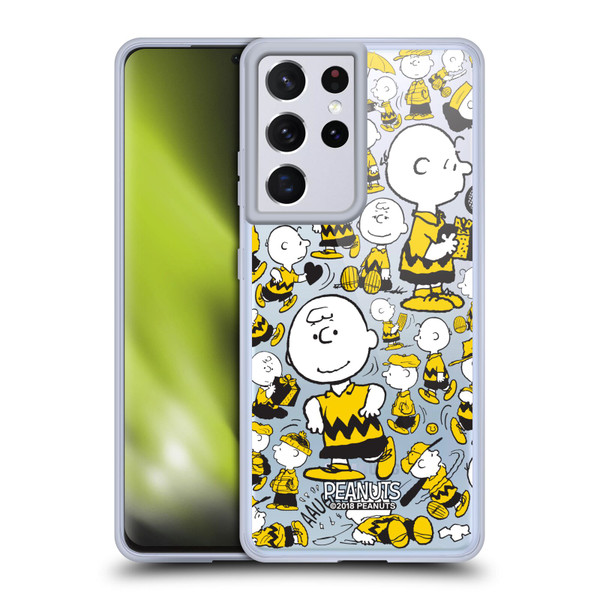 Peanuts Charlie Brown Patterns 3 Soft Gel Case for Samsung Galaxy S21 Ultra 5G & MagSafe