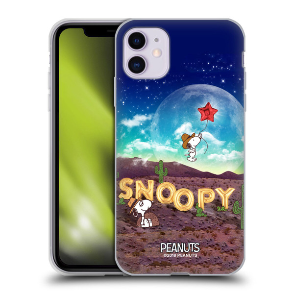 Peanuts Snoopy Space Cowboy Nebula Fly Balloon Soft Gel Case for Apple iPhone 11