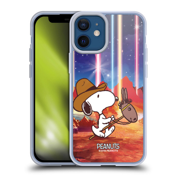 Peanuts Snoopy Space Cowboy Nebula Horse Riding Soft Gel Case for Apple iPhone 12 Mini & MagSafe