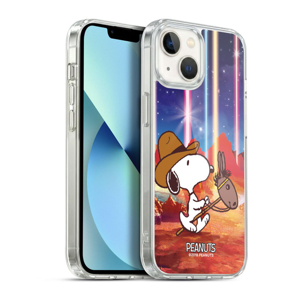 Peanuts Snoopy Space Cowboy Nebula Horse Riding Soft Gel Case for Apple iPhone 13