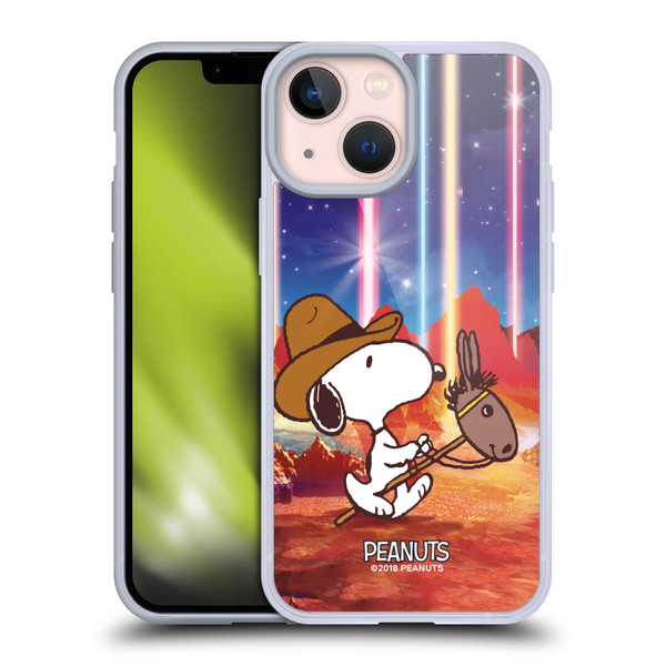 Peanuts Snoopy Space Cowboy Nebula Horse Riding Soft Gel Case for Apple iPhone 13 Mini & MagSafe