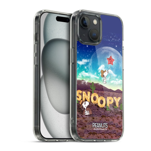 Peanuts Snoopy Space Cowboy Nebula Fly Balloon Soft Gel Case for Apple iPhone 15 & MagSafe