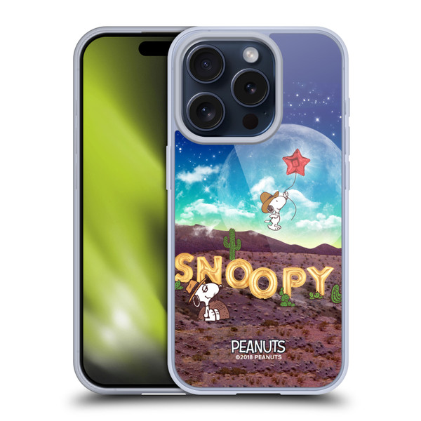 Peanuts Snoopy Space Cowboy Nebula Fly Balloon Soft Gel Case for Apple iPhone 15 Pro & MagSafe