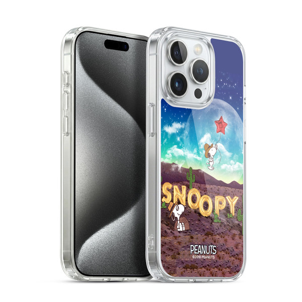 Peanuts Snoopy Space Cowboy Nebula Fly Balloon Soft Gel Case for Apple iPhone 15 Pro & MagSafe