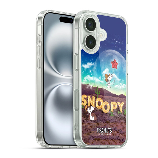 Peanuts Snoopy Space Cowboy Nebula Fly Balloon Soft Gel Case for Apple iPhone 16 & MagSafe