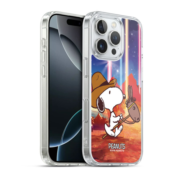 Peanuts Snoopy Space Cowboy Nebula Horse Riding Soft Gel Case for Apple iPhone 16 Pro & MagSafe