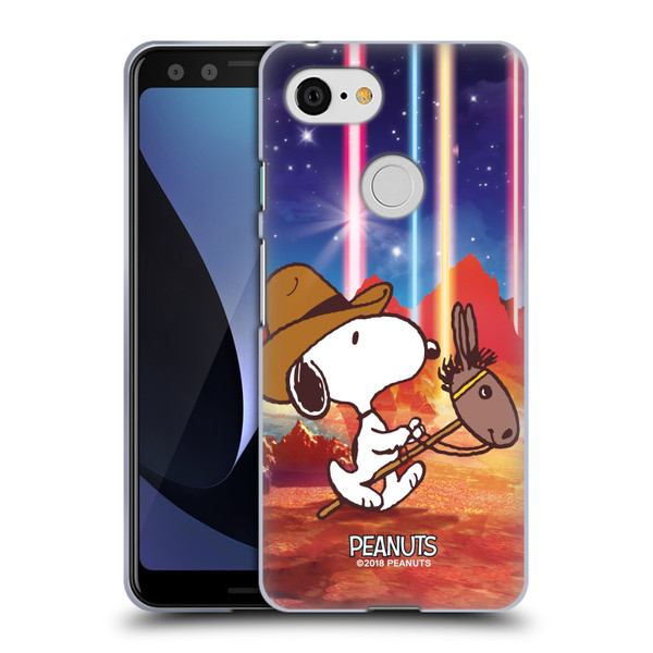 Peanuts Snoopy Space Cowboy Nebula Horse Riding Soft Gel Case for Google Pixel 3