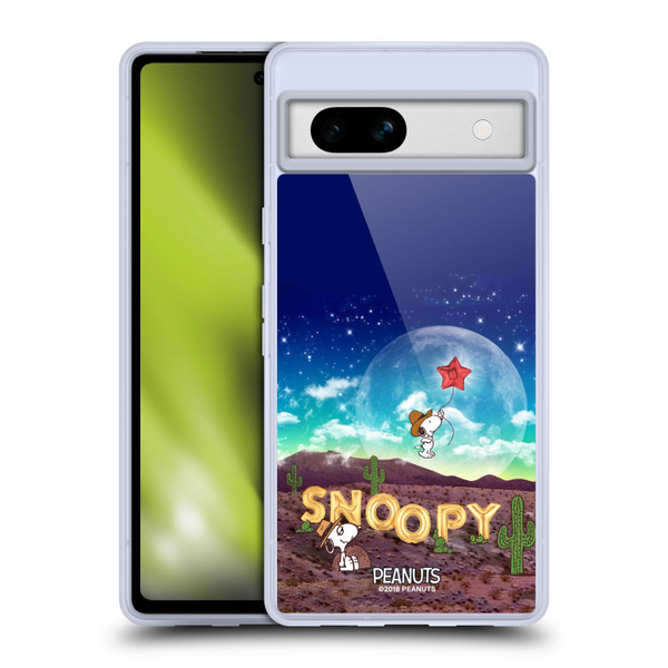 Peanuts Snoopy Space Cowboy Nebula Fly Balloon Soft Gel Case for Google Pixel 7a