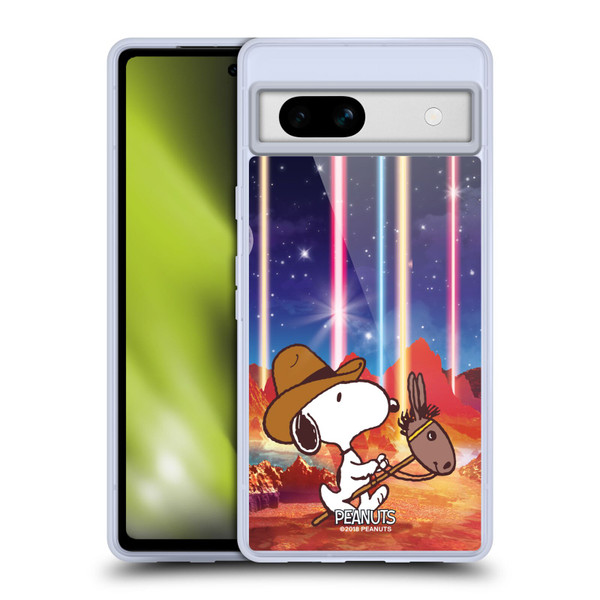 Peanuts Snoopy Space Cowboy Nebula Horse Riding Soft Gel Case for Google Pixel 7a