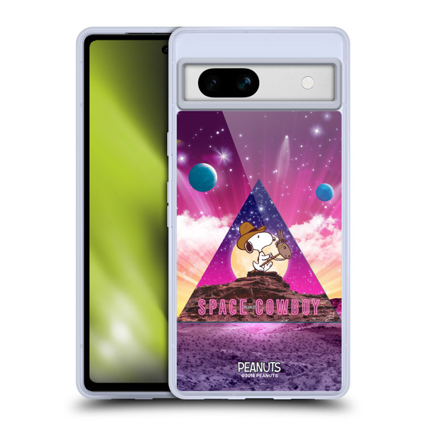 Peanuts Snoopy Space Cowboy Nebula Triangle Soft Gel Case for Google Pixel 7a