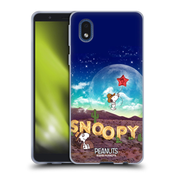 Peanuts Snoopy Space Cowboy Nebula Fly Balloon Soft Gel Case for Samsung Galaxy A01 Core (2020)