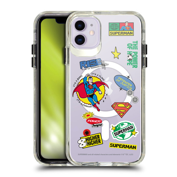 Superman DC Comics Logos and Comics Icons SHOCKPROOF BUMPER CASE COMPATIBLE WITH Apple iPhone 11 & MAGSAFE