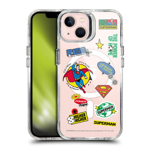 Superman DC Comics Logos and Comics Icons SHOCKPROOF BUMPER CASE COMPATIBLE WITH Apple iPhone 13 & MAGSAFE