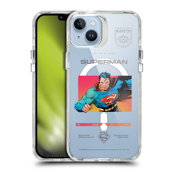 Superman DC Comics Logos and Comics Gradient SHOCKPROOF BUMPER CASE COMPATIBLE WITH Apple iPhone 14 Plus & MAGSAFE