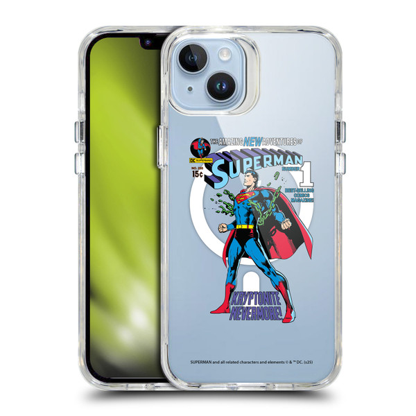 Superman DC Comics Logos and Comics Unchained SHOCKPROOF BUMPER CASE COMPATIBLE WITH Apple iPhone 14 Plus & MAGSAFE
